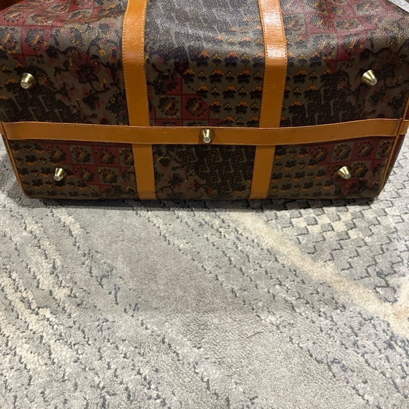 ESCADA Vintage Leather Boston Bag Leather Drum Bag Etro Handle And Strap - Picture 10 of 13